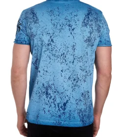 T-Shirts & Tank Tops*O46rn Herren T-Shirt mit Plunderer & Exploiter Print Baumwoll-Shirt Rundhals-Shirt R-15191 Petrol Blau