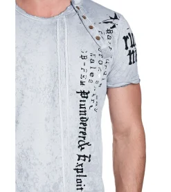 T-Shirts & Tank Tops*O46rn Herren T-Shirt mit Plunderer & Exploiter Print Baumwoll-Shirt Rundhals-Shirt R-15191 Grau