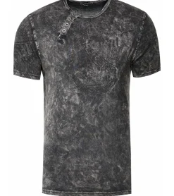 T-Shirts & Tank Tops*O46rn Herren T-Shirt mit schlichten Frontprint Baumwoll-Shirt Rundhals-Shirt R-15291 Grau