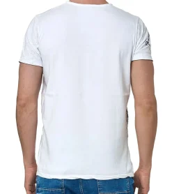 T-Shirts & Tank Tops*O46rn Herren T-Shirt mit seitlichem Print Baumwoll-Shirt Rundhals-Shirt R-15243 Weiß