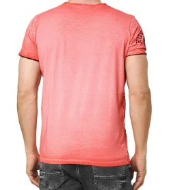 T-Shirts & Tank Tops*O46rn Herren T-Shirt mit seitlichem Print Baumwoll-Shirt modisches Kurzarm-Shirt R-15243 Rot