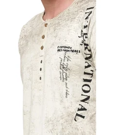 T-Shirts & Tank Tops*O46rn Herren T-Shirt mit seitlichem Print Baumwoll-Shirt modisches Kurzarm-Shirt R-15243 Braun