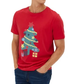 T-Shirts & Tank Tops*O46bpx Herren T-Shirt mit weihnachtlichem Motiv Baumwoll-Shirt Sommer-Shirt Kurzarm-Shirt 958089 Rot