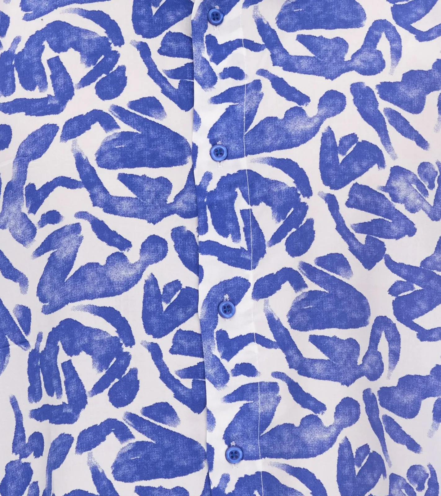 Hemden & Poloshirts*O46bpx Herren Viskose-Hemd Kurzarm-Hemd mit Blumen-Print Sommer-Hemd Urlaubs-Shirt 945910 Weiß/Blau