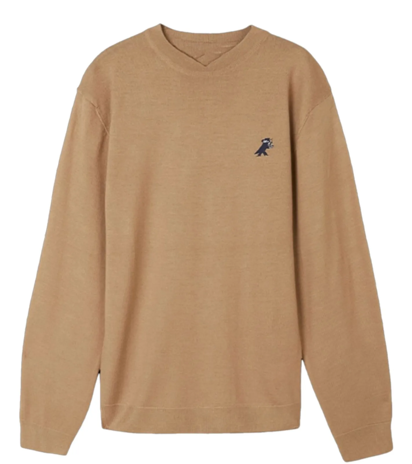 Pullover & Sweater*BARO Herren Voleur Strick-Sweatshirt Casual-Pullover Ausgeh-Pullover mit Print Strickerei Kamel