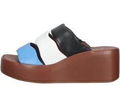 Zehentrenner & Sandalen*högl Damen Pantoletten Echtleder Plateau-Schuhe Sommer-Schuhe 3-10 2520 3999 Braun/Bunt