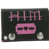 Portemonnaies & Geldbörsen*BioworldMerch HIM Leder-Geldbörse mit pinkem Heartagram-Motiv Metalldruckknöpfen und Kette Rockiger Gothic-Style LW825951HIM0 Schwarz/Pink