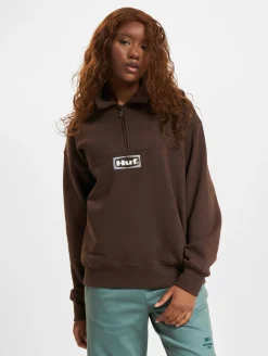 Sweater & Pullover|Pullover & Sweater*HUF Slate Fleecepullover mit Viertelreißverschluss, espresso