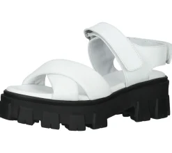 Zehentrenner & Sandalen*ILC Andrea Damen Plateau-Sandalen mit Klettverschluss Echtleder-Sandalette C45-8543-02 Weiß