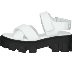 Zehentrenner & Sandalen*ILC Andrea Damen Plateau-Sandalen mit Klettverschluss Echtleder-Sandalette C45-8543-02 Weiß