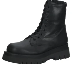 Boots & Stiefel*ILC Damen Biker-Stiefel mit derber Sohle Echtleder-Boots Schnür-Stiefel C44-3542-01 Schwarz