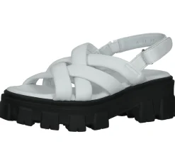 Zehentrenner & Sandalen*ILC Damen Sandalette Riemchen-Sandalen mit derber Sohle Echtleder C45-8541-02 Weiß