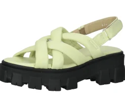 Zehentrenner & Sandalen*ILC Damen Sandalette Riemchen-Sandalen mit derber Sohle Echtleder C45-8541 -05 Grün