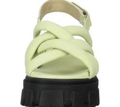 Zehentrenner & Sandalen*ILC Damen Sandalette Riemchen-Sandalen mit derber Sohle Echtleder C45-8541 -05 Grün