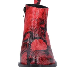 Boots & Stiefel*ILC Damen Stiefel elegante Echtleder-Stiefelette Absatz-Schuhe mit Allover-Muster 514513 Rot/Schwarz