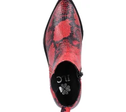 Boots & Stiefel*ILC Damen Stiefel elegante Echtleder-Stiefelette Absatz-Schuhe mit Allover-Muster 514513 Rot/Schwarz