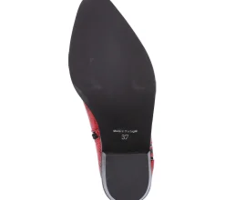 Boots & Stiefel*ILC Damen Stiefel elegante Echtleder-Stiefelette Absatz-Schuhe mit Allover-Muster 514513 Rot/Schwarz