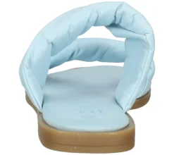 Zehentrenner & Sandalen|Pantoffeln & Hausschuhe*ILC Liberika Damen Pantolette Echtleder-Sandale mit verdrehtem Riemen Sommer-Schuhe C45-3720-11 Hell-Blau