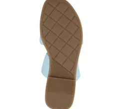 Zehentrenner & Sandalen|Pantoffeln & Hausschuhe*ILC Liberika Damen Pantolette Echtleder-Sandale mit verdrehtem Riemen Sommer-Schuhe C45-3720-11 Hell-Blau