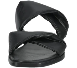 Zehentrenner & Sandalen|Pantoffeln & Hausschuhe*ILC Liberika Damen Pantolette Echtleder-Sandale mit verdrehtem Riemen Sommer-Schuhe C45-3720-01 Schwarz