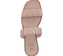 Zehentrenner & Sandalen|Pantoffeln & Hausschuhe*ILC Livia Damen Pantolette Echtleder-Sandale mit gerafftem Riemen Sommer-Schuhe C45-3784 in , Beige oder Weiß Rosa