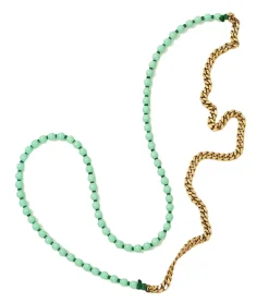 Schmuck*ina.seifart Unisex Halskette Perlen-Kette Holz-Kette stylische Panzerkette Schmuck Gold/Grün