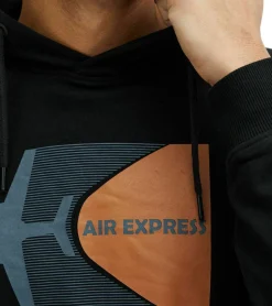 Pullover & Sweater*INDICODE Forzo Herren Baumwoll-Hoodie nachhaltiger Kapuzen-Sweater mit großem Frontprint 55-581MM 999 Schwarz