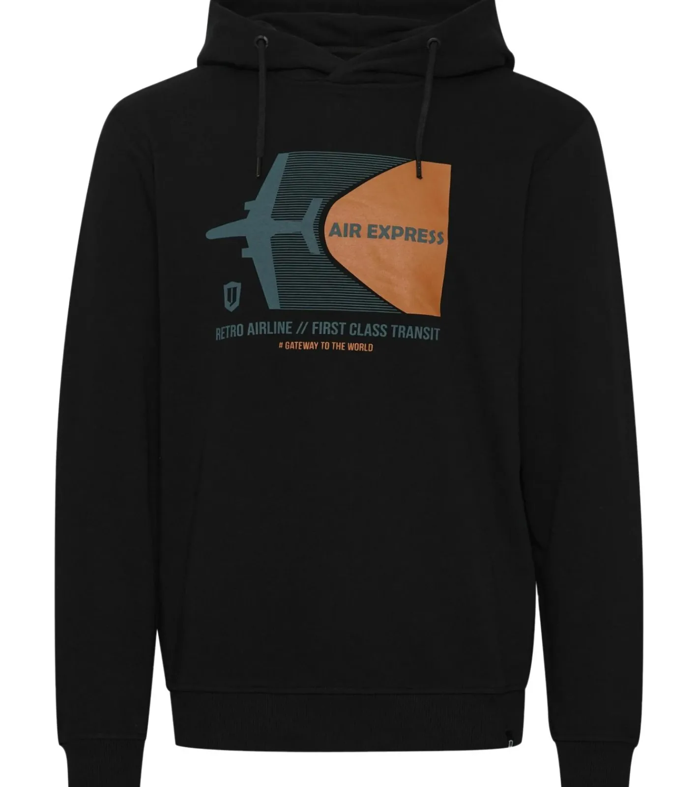 Pullover & Sweater*INDICODE Forzo Herren Baumwoll-Hoodie nachhaltiger Kapuzen-Sweater mit großem Frontprint 55-581MM 999 Schwarz