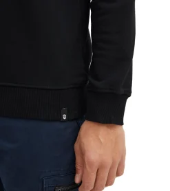 Pullover & Sweater*INDICODE IDForz Herren Baumwoll-Pullover Rundhals-Sweater mit großem Frontprint 55582MM 999 Schwarz