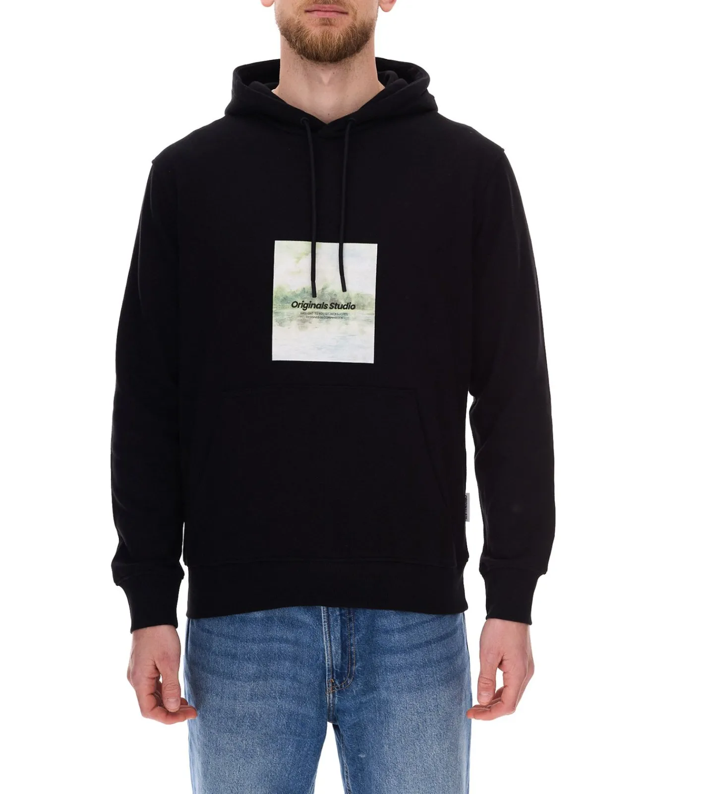 Pullover & Sweater*Jack & Jones Esterbro Newton Herren Kapuzen-Pullover Baumwoll-Pullover mit Originals Studio Print 12266801 Grau, Schwarz oder Beige