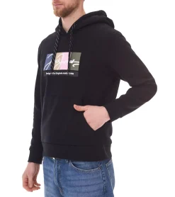 Pullover & Sweater*Jack & Jones Herren Kapuzen-Pullover mit Baumwollanteil Langarm-Shirt mit farblichen Akzenten 12262421 Schwarz