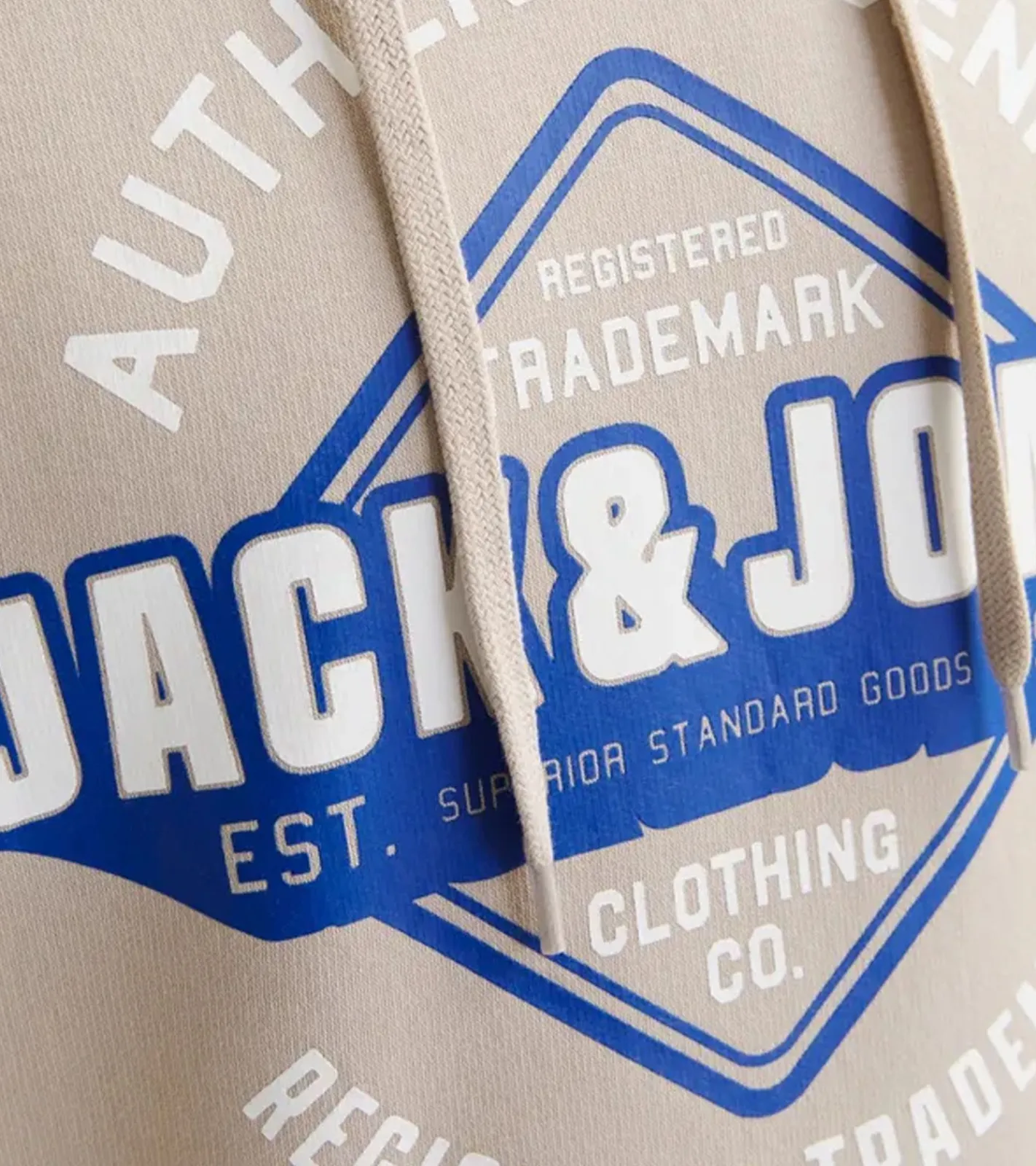 Pullover & Sweater*Jack & Jones Herren Kapuzen-Pullover Baumwoll-Pullover mit Schriftzug Langarm-Shirt 12255617 Beige, , Lindgrün oder Schwarz Hellblau