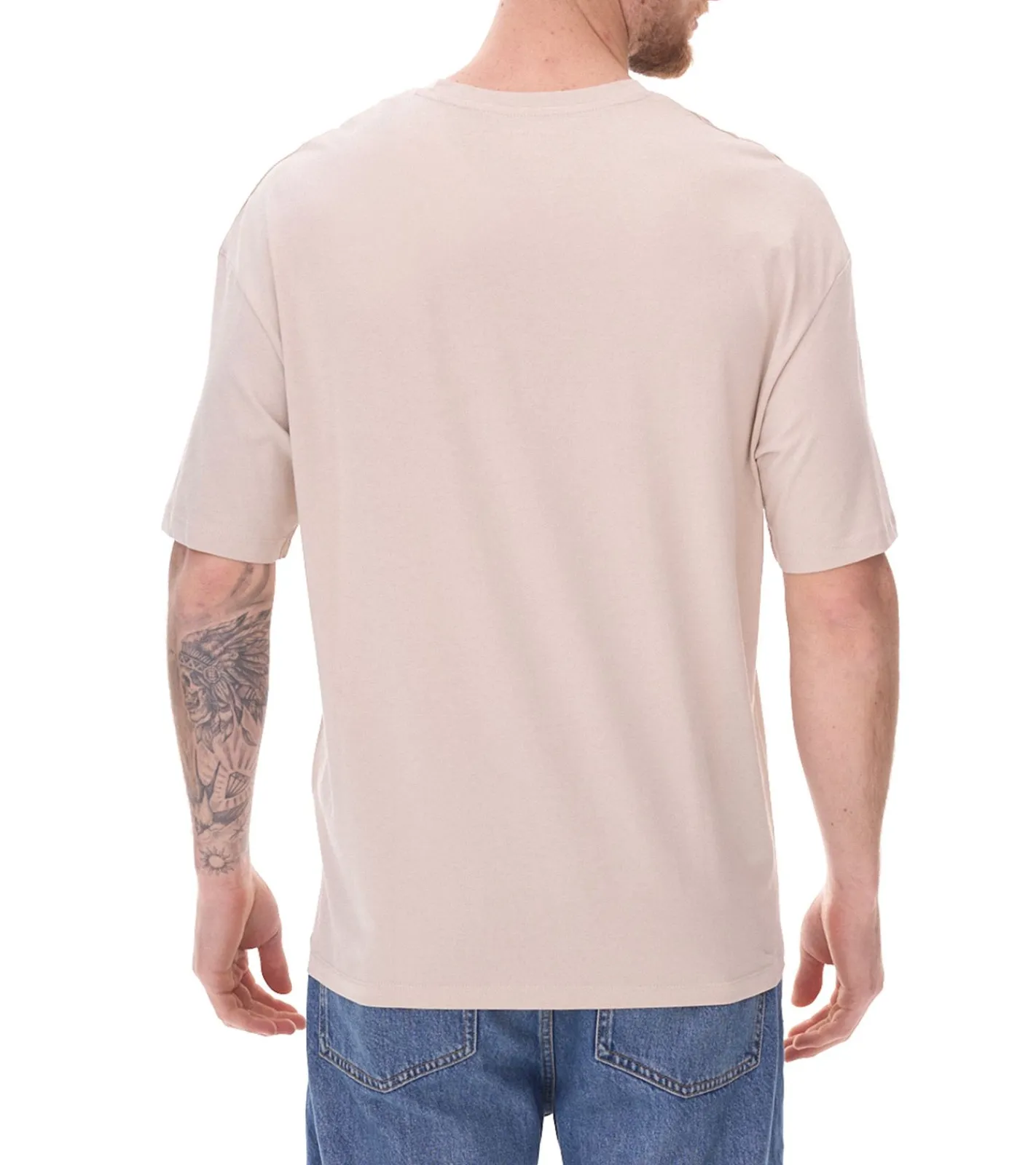 T-Shirts & Tank Tops*Jack & Jones Herren Rundhals-Shirt Baumwoll-Shirt T-Shirt Kurzarm-Shirt 12258883 Beige/Weiß oder Dunkelblau/Beige