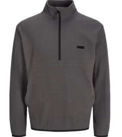 Pullover & Sweater*Jack & Jones Herren schlichter Troyer-Pullover Baumwoll-Pullover mit Stehkragen Langarm-Shirt 12266649 Grau