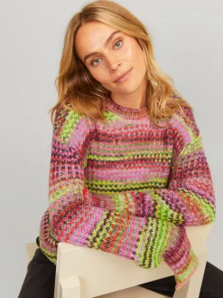 Sweater & Pullover*JJXX Simone Space Dye Rundhalspullover feurig rot/multi space dye