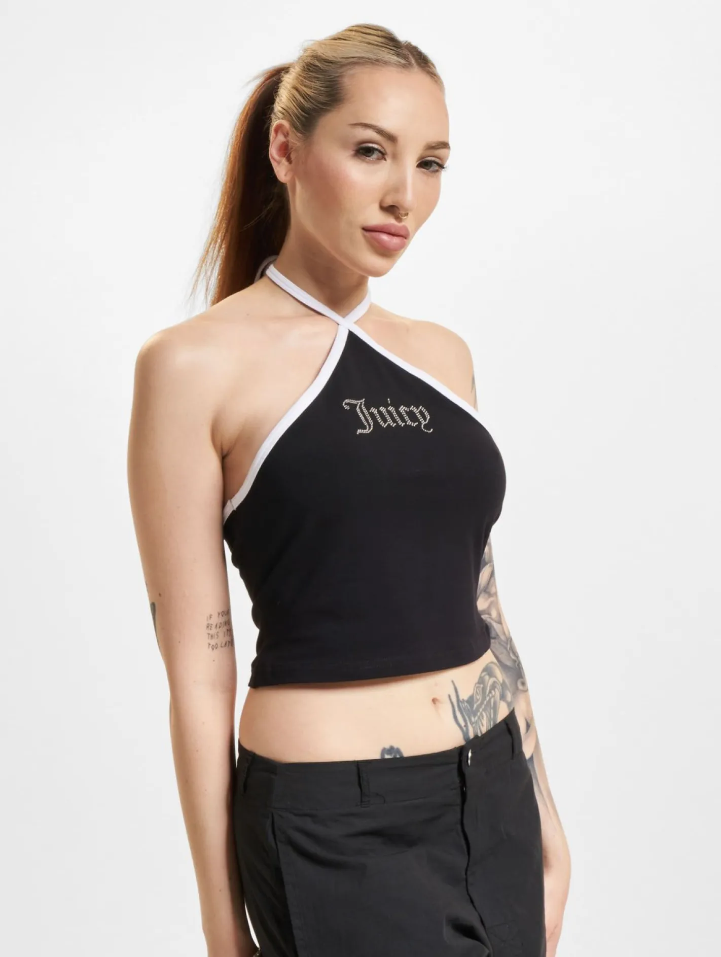 Tops & T-Shirts*Juicy Couture Kontrast Neckholder Tops schwarz