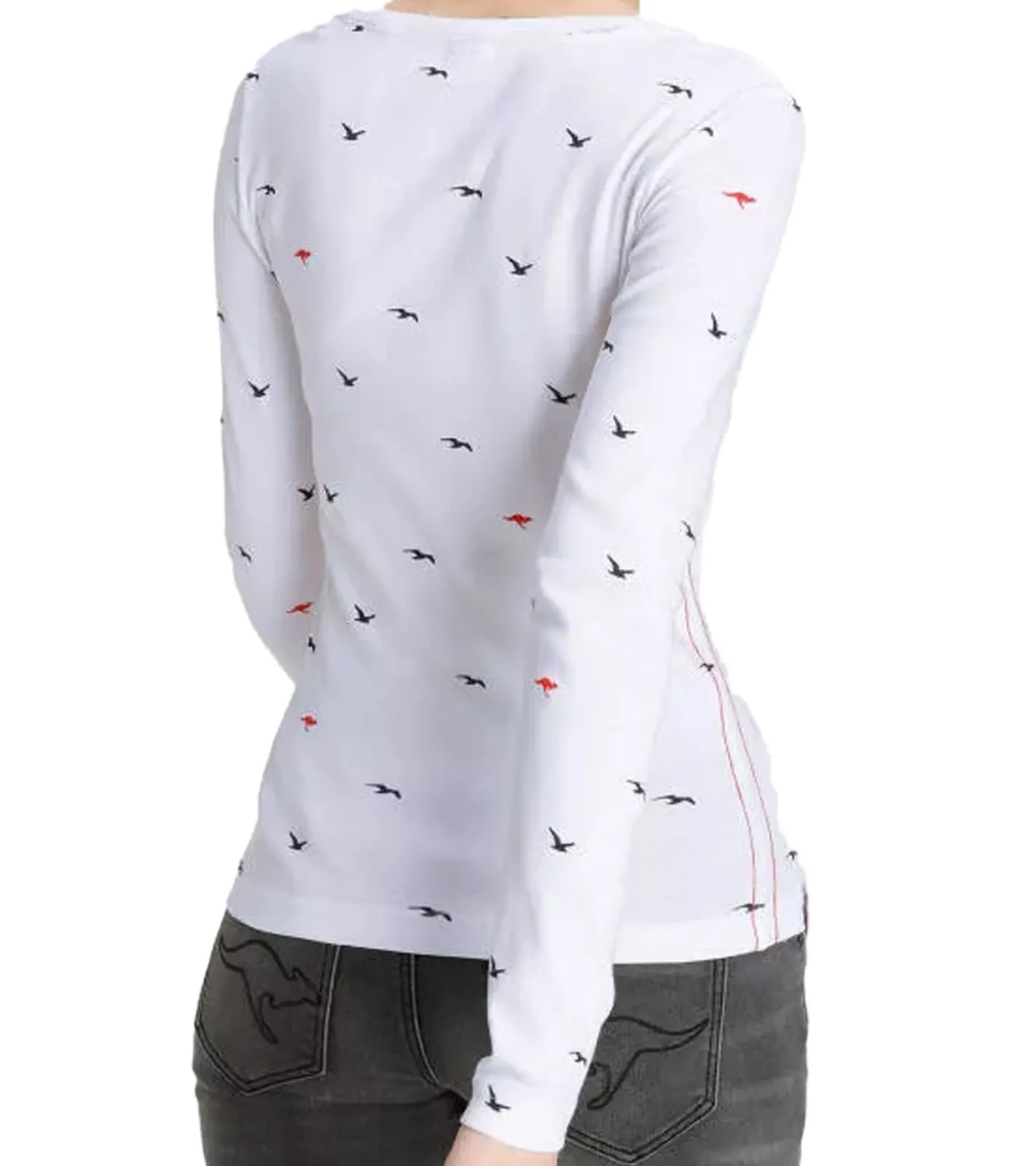 Sweater & Pullover*KangaROOS Damen Baumwoll-Sweatshirt stylisches Langarm-Shirt Rundhals-Pullover 86609137 Weiß