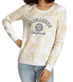 Sweater & Pullover*KangaROOS Damen Baumwoll-Sweatshirt mit dezentem Print Langarm-Shirt Rundhals-Pullover 85615113 Weiß/Gelb