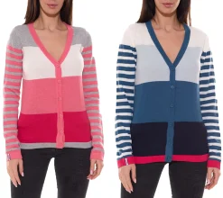 Strickjacken & Cardigans*KangaROOS Damen Strickjacke Feinstrick-Jacke im Colour-Block Design Rosa/Grau oder Blau/Pink