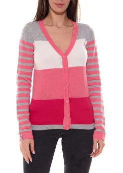 Strickjacken & Cardigans*KangaROOS Damen Strickjacke Feinstrick-Jacke im Colour-Block Design Rosa/Grau oder Blau/Pink