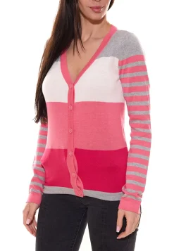 Strickjacken & Cardigans*KangaROOS Damen Strickjacke Feinstrick-Jacke im Colour-Block Design Rosa/Grau oder Blau/Pink