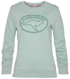 Sweater & Pullover*KangaROOS Damen Sweatshirt mit gerafften Ärmeln Baumwoll-Pullover 41267352 Mint-Grün