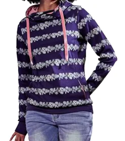 Sweater & Pullover*KangaROOS Damen Sweatshirt Baumwoll-Hoodie mit Blumenornamenten 69913467 Blau