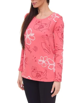 Sweater & Pullover*KangaROOS Sweatshirt Damen Baumwoll-Pulli mit verschiedenen Prints 61261202 Rosa/Rot