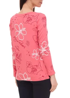 Sweater & Pullover*KangaROOS Sweatshirt Damen Baumwoll-Pulli mit verschiedenen Prints 61261202 Rosa/Rot