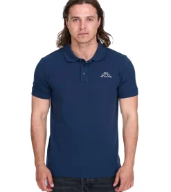 Hemden & Poloshirts*Kappa Herren Baumwoll-Polo mit kleiner Stickerei Polo-Shirt Kurzarm-Shirt Pique-Strick 303173NC A05 Dunkelblau