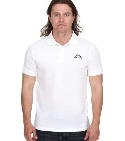 Hemden & Poloshirts*Kappa Herren Baumwoll-Polo mit kleiner Stickerei Polo-Shirt Kurzarm-Shirt Pique-Strick 303173NC A04 Weiß