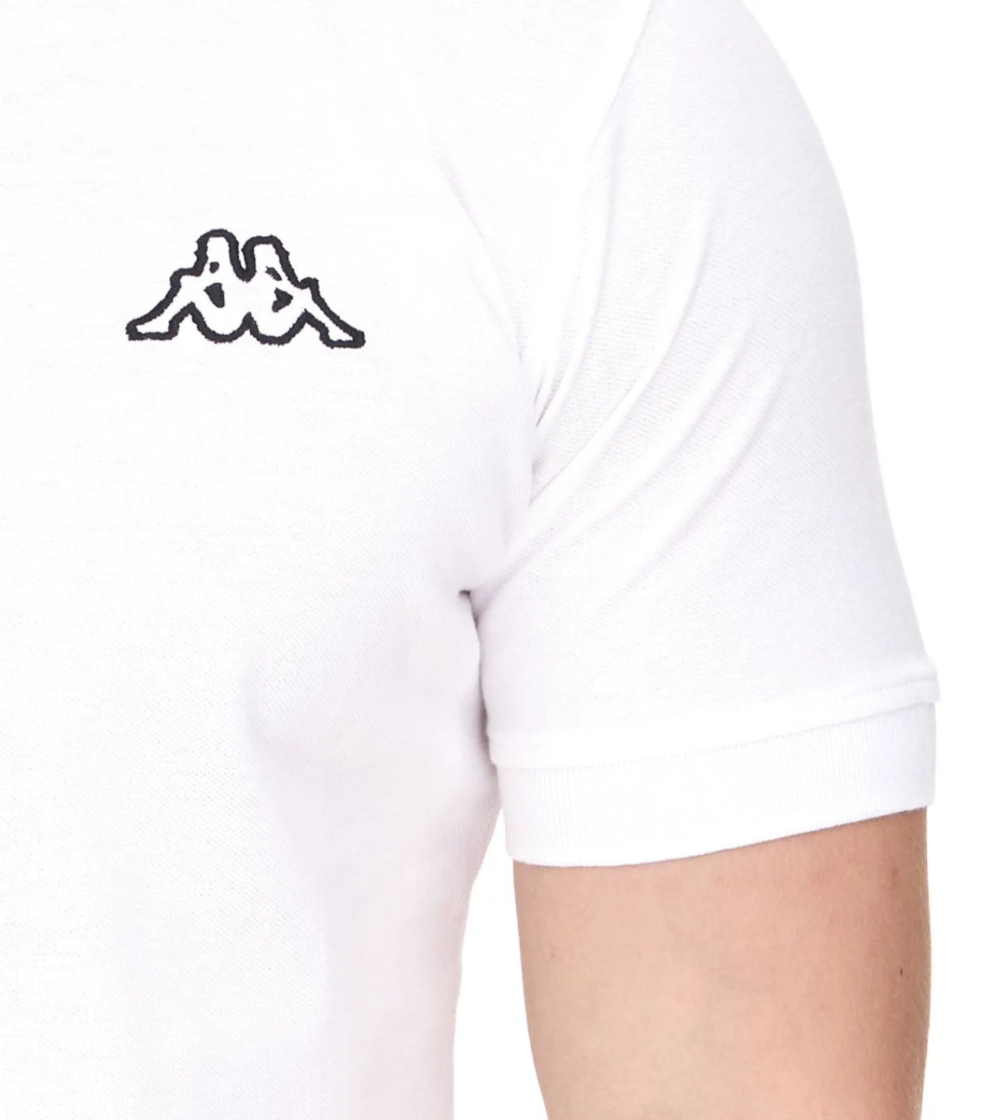 Hemden & Poloshirts*Kappa Herren Baumwoll-Polo mit kleiner Stickerei Polo-Shirt Kurzarm-Shirt Pique-Strick 303173NC A04 Weiß