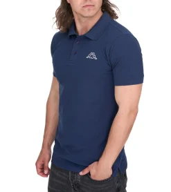 Hemden & Poloshirts*Kappa Herren Baumwoll-Polo mit kleiner Stickerei Polo-Hemd Polo-Shirt Kurzarm-Shirt Pique-Strick 303173NC Weiß, Schwarz, Dunkelblau oder Grün