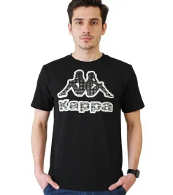 T-Shirts & Tank Tops*Kappa Herren Baumwoll-Shirt mit großem Logo Rundhals-Shirt Kurzarm-Shirt T-Shirt Oeko-Tex 100 zertifiziert 7085/8191-001 Schwarz